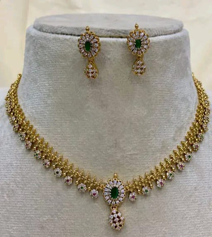 PREMIUM QUALITY MATTE FINISH AD STONE NECKLACE WITH EARRING