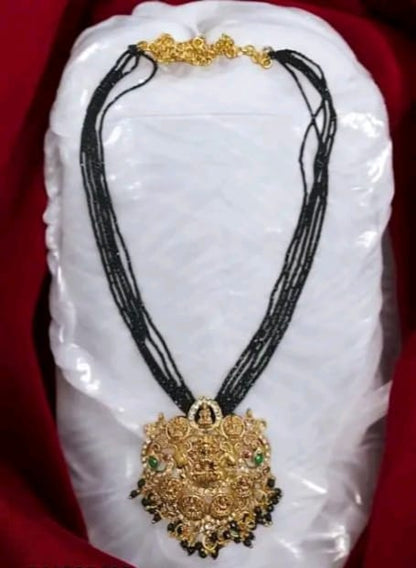 New Arrivals Manaal Jewels Designer 02mm 05 Line Black Hydro Crystal with Asta Laxmi CZ Pendent for Women's & Girls pack of 1